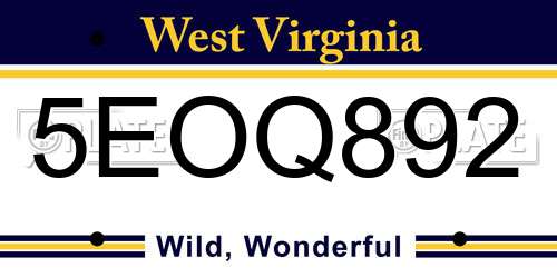 5EOQ892 West Virginia License Plate
