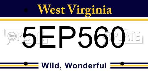 5EP560 West Virginia License Plate