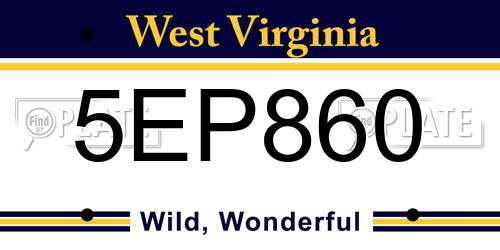 5EP860 West Virginia License Plate