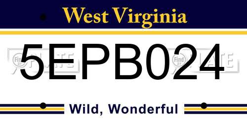 5EPB024 West Virginia License Plate