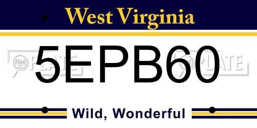 5EPB60 West Virginia License Plate