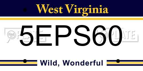 5EPS60 West Virginia License Plate