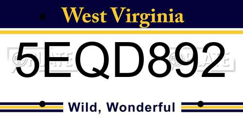 5EQD892 West Virginia License Plate