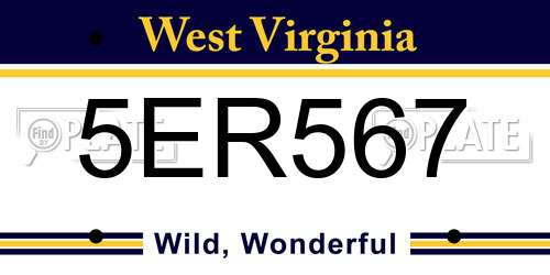 5ER567 West Virginia License Plate