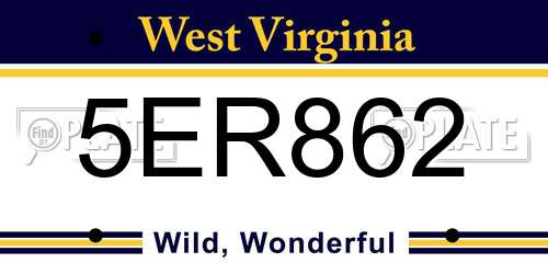 5ER862 West Virginia License Plate
