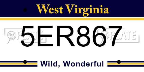 5ER867 West Virginia License Plate