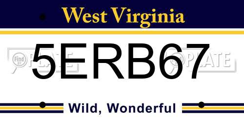 5ERB67 West Virginia License Plate