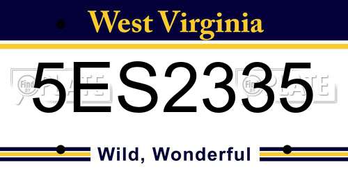 5ES2335 West Virginia License Plate