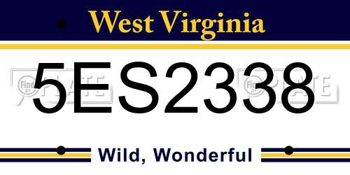5ES2338 West Virginia License Plate