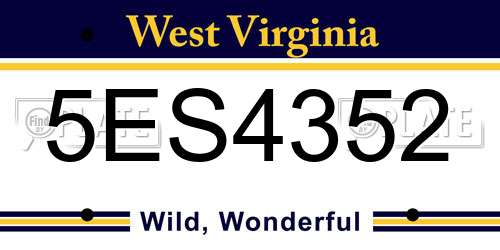 5ES4352 West Virginia License Plate
