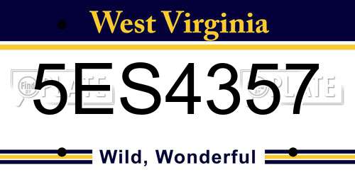 5ES4357 West Virginia License Plate
