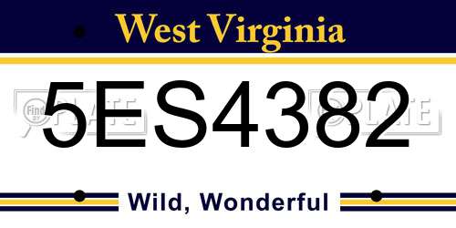 5ES4382 West Virginia License Plate