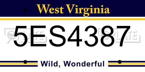 5ES4387 West Virginia License Plate