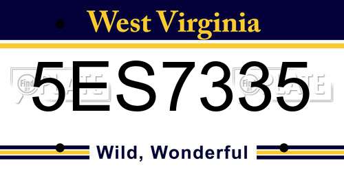 5ES7335 West Virginia License Plate