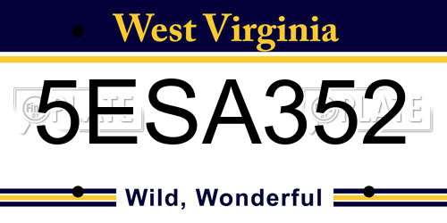 5ESA352 West Virginia License Plate