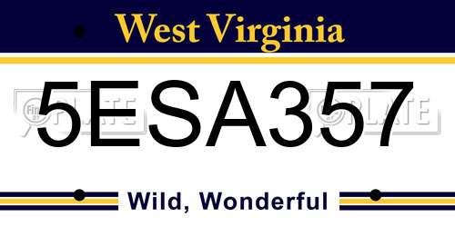 5ESA357 West Virginia License Plate