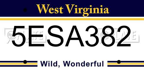 5ESA382 West Virginia License Plate