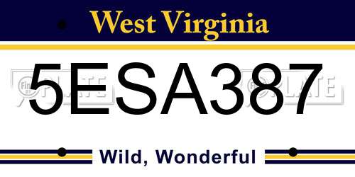 5ESA387 West Virginia License Plate