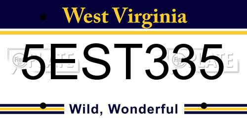 5EST335 West Virginia License Plate