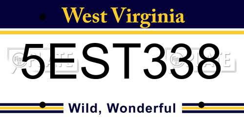 5EST338 West Virginia License Plate