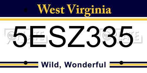 5ESZ335 West Virginia License Plate