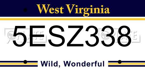 5ESZ338 West Virginia License Plate