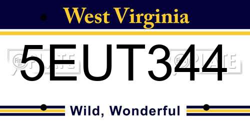 5EUT344 West Virginia License Plate