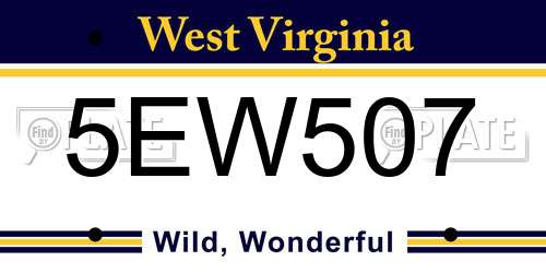 5EW507 West Virginia License Plate