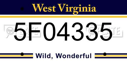 5F04335 West Virginia License Plate