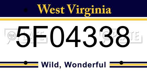 5F04338 West Virginia License Plate