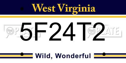 5F24T2 West Virginia License Plate