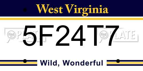 5F24T7 West Virginia License Plate