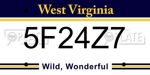 5F24Z7 West Virginia License Plate