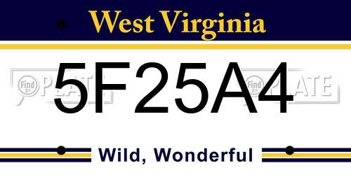 5F25A4 West Virginia License Plate
