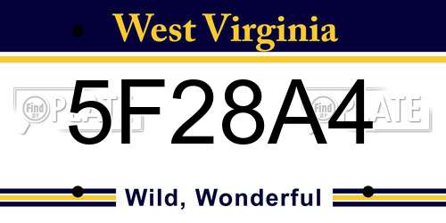 5F28A4 West Virginia License Plate