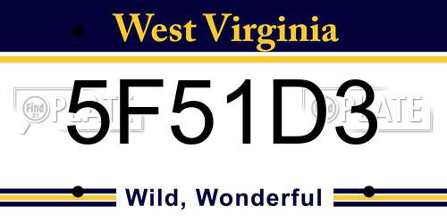 5F51D3 West Virginia License Plate