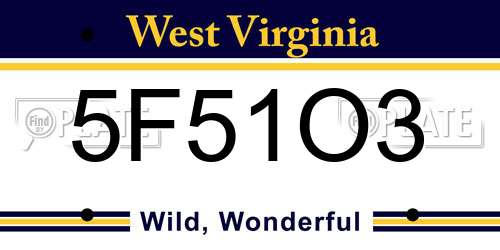 5F51O3 West Virginia License Plate