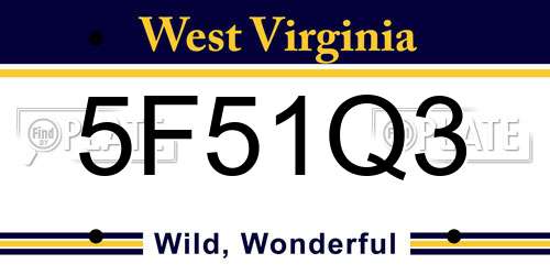 5F51Q3 West Virginia License Plate