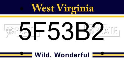5F53B2 West Virginia License Plate
