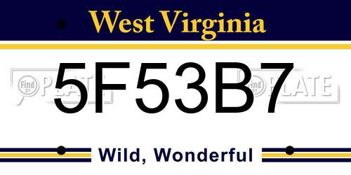 5F53B7 West Virginia License Plate