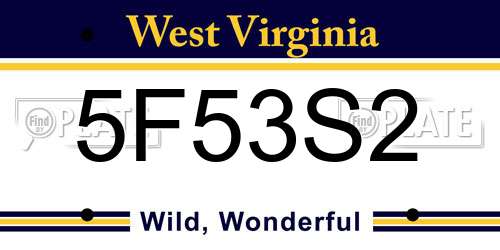 5F53S2 West Virginia License Plate