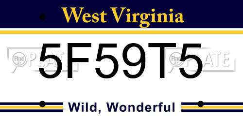 5F59T5 West Virginia License Plate