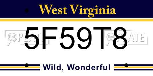5F59T8 West Virginia License Plate