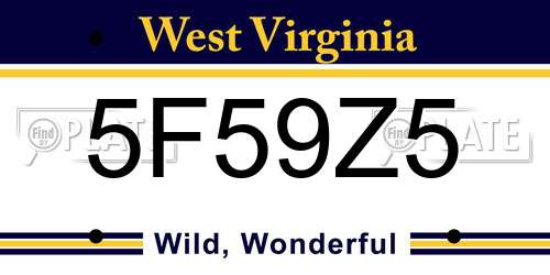 5F59Z5 West Virginia License Plate