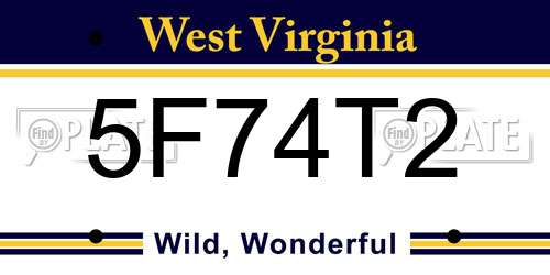 5F74T2 West Virginia License Plate