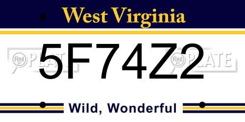 5F74Z2 West Virginia License Plate