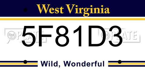 5F81D3 West Virginia License Plate