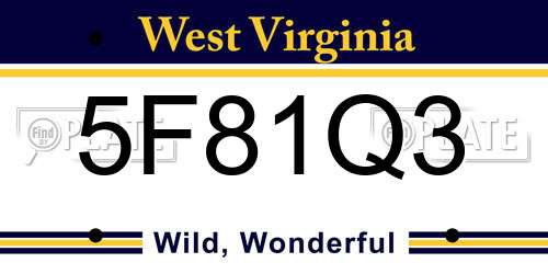 5F81Q3 West Virginia License Plate