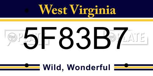 5F83B7 West Virginia License Plate