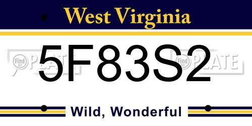 5F83S2 West Virginia License Plate